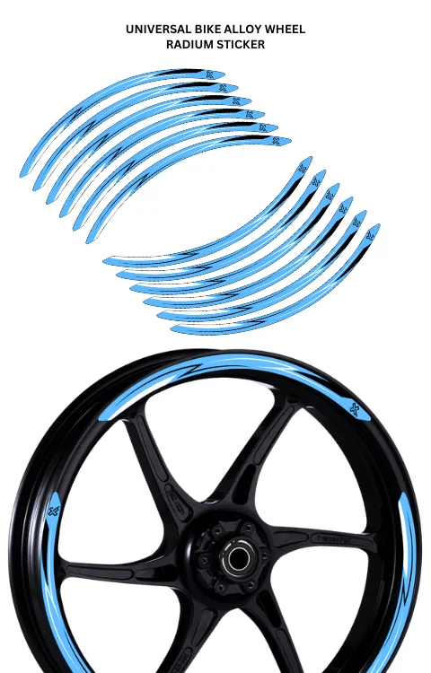 Alloy Wheel Radium Sticker Compatible with Universal Bike | Made In Premium Radium With FPF(Fade Protection Film), Water Proof, Precut Sticker, Pack Of 12